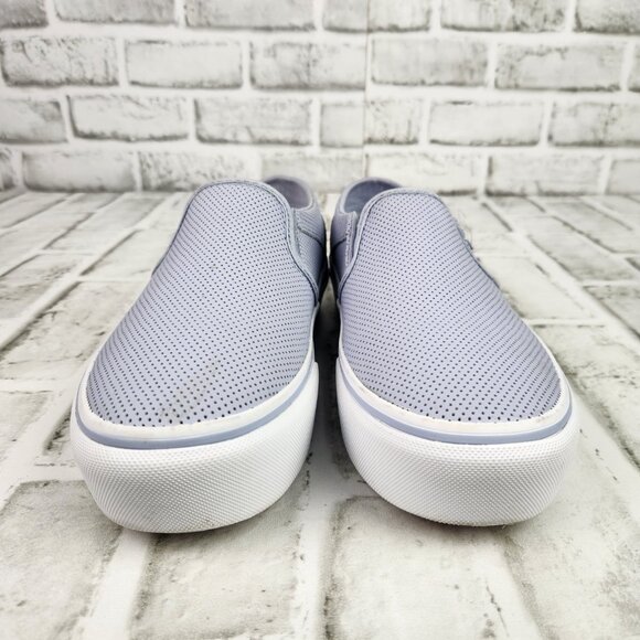 Vans Asher Deluxe Perforated Platform Women's Sz 8 Sky Blue Leather Slip-On Shoe - Picture 2 of 10